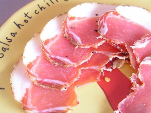 Slices of jamon or capocollo  Image courtesy of Amore Cucina  